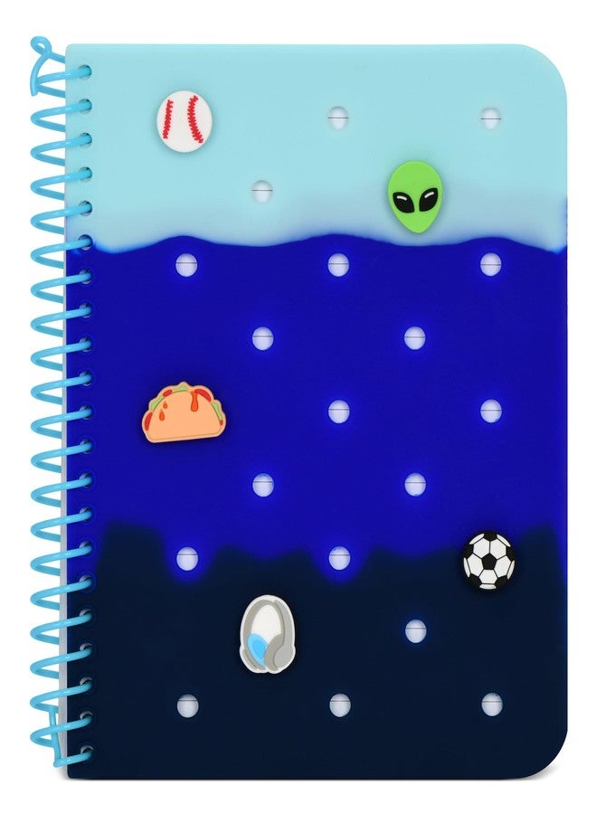 iscream Soft Touch Cover Spiral-Bound Lined Page 7" Charm Journal with 5 Charms - Ocean Waves - Image 2